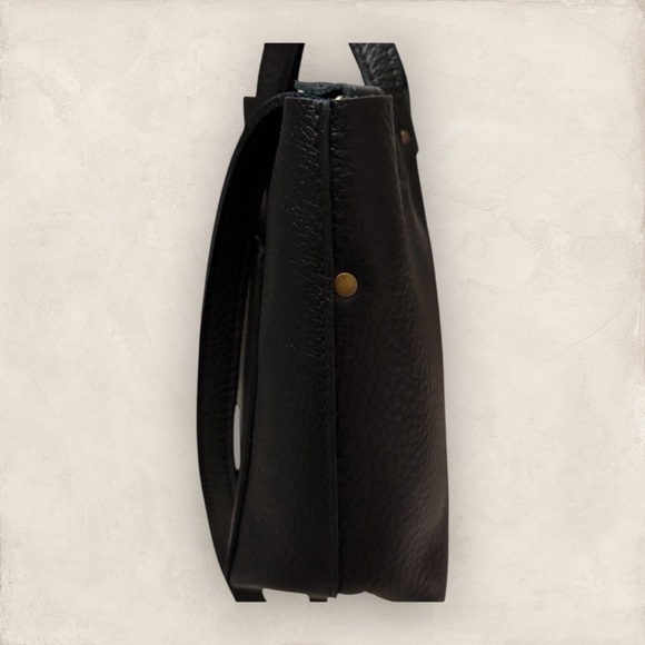 Portland Leather Snap Mini Crossbody Tote in Pebbled Black! - Picture 7 of 8